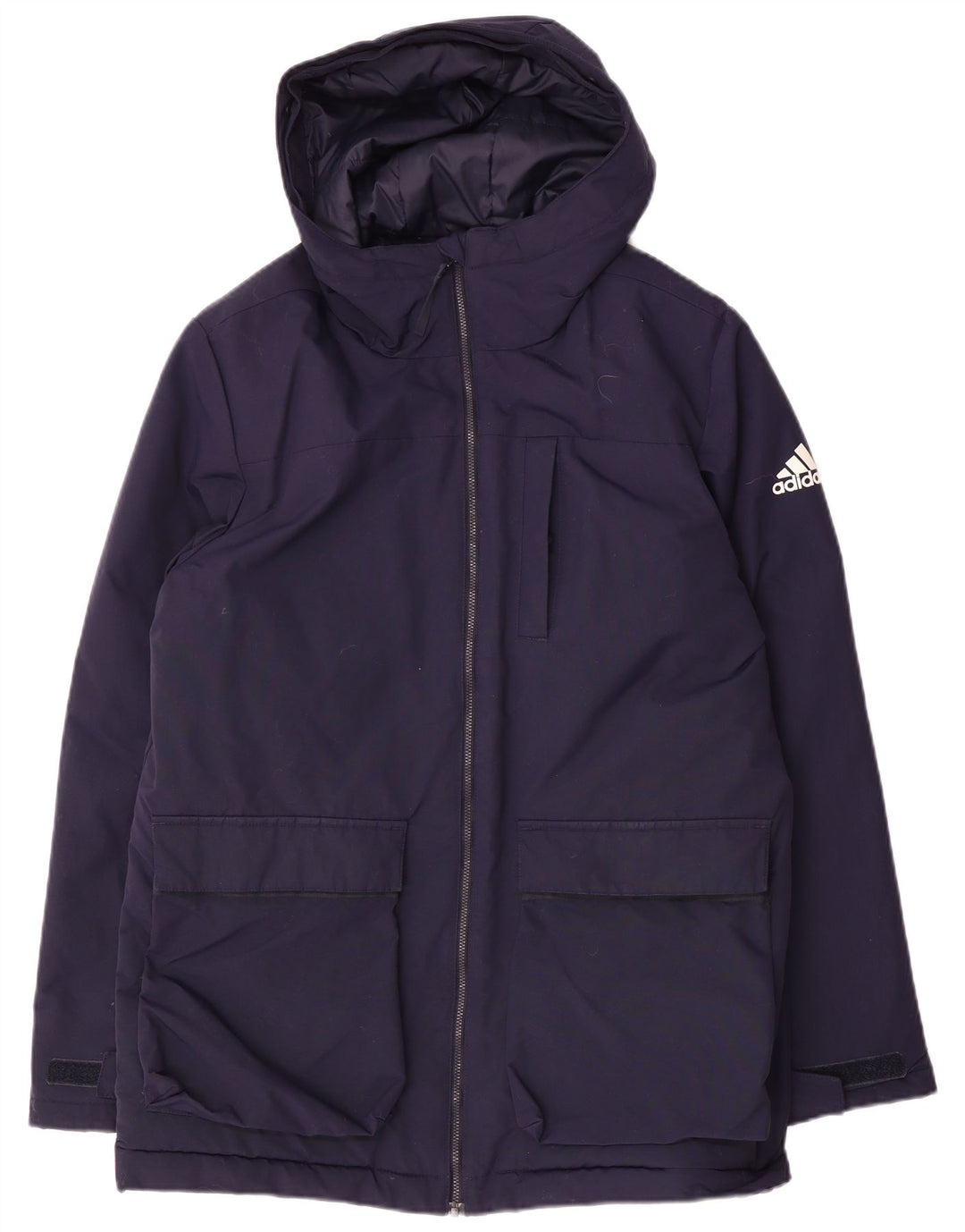 Giacca a vento con cappuccio da uomo Adidas UK 38 Medium Blu Navy Poliammide