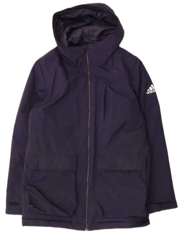 Giacca a vento con cappuccio da uomo Adidas UK 38 Medium Blu Navy Poliammide