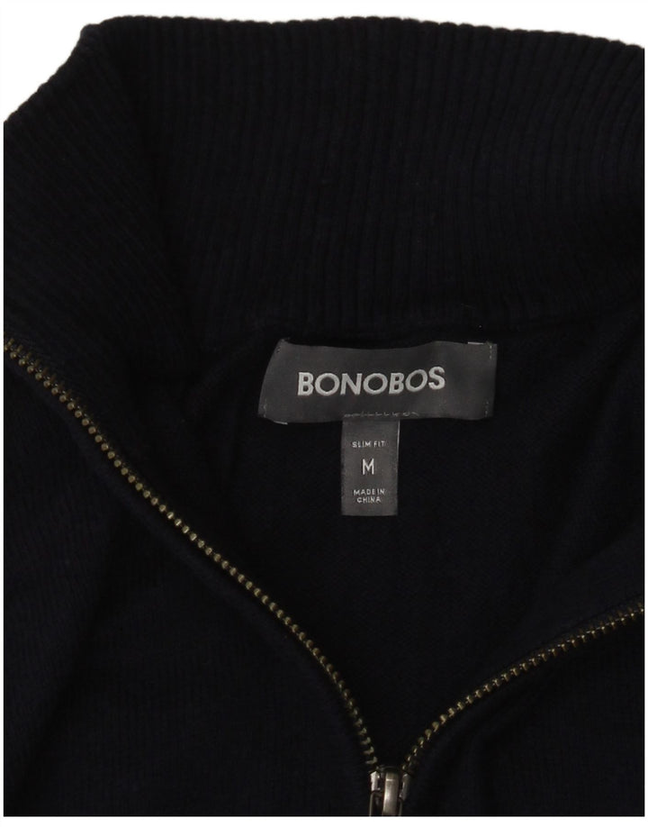 BONOBOS Maglione da uomo slim fit con collo con zip blu navy medio