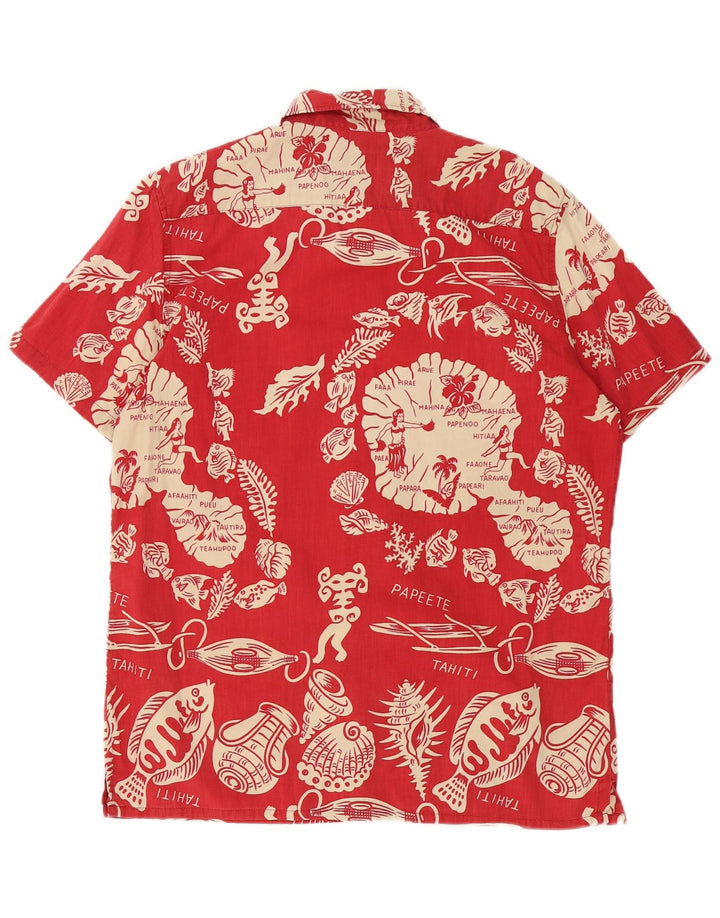 Sixty Camicia a maniche corte da uomo in cotone floreale rosso grande