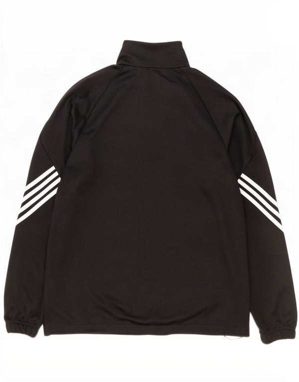 Adidas Uomo Climalite Zip Neck Pullover Tuta Top Large Nero Poliestere