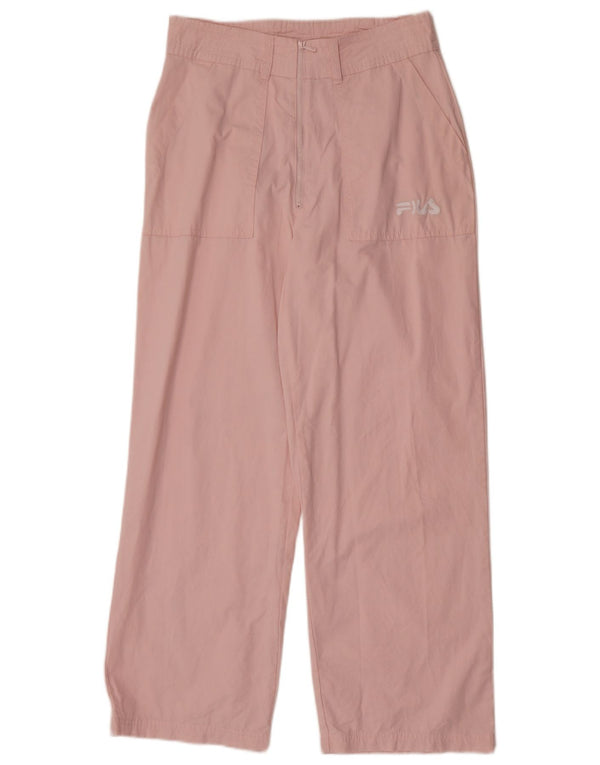 Pantaloni casual a gamba larga a vita alta da donna Fila Small W30 L28 cotone rosa