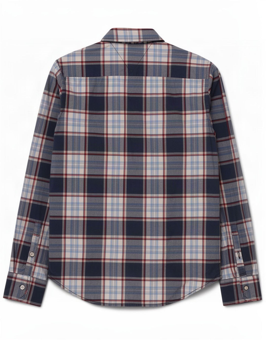 Camicia da uomo Tommy Hilfiger media cotone a quadri blu navy