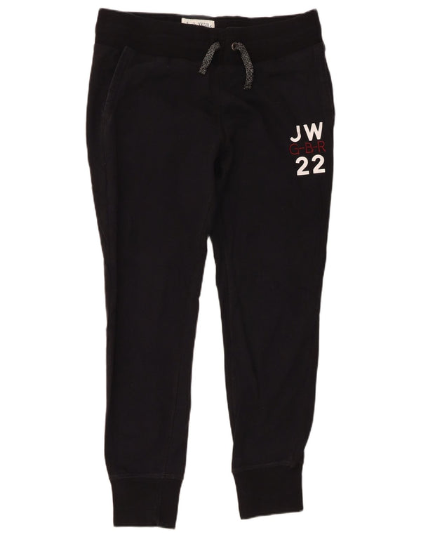 JACK WILLS Womens Graphic Tracksuit Trousers Joggers UK 12 Medium  Black