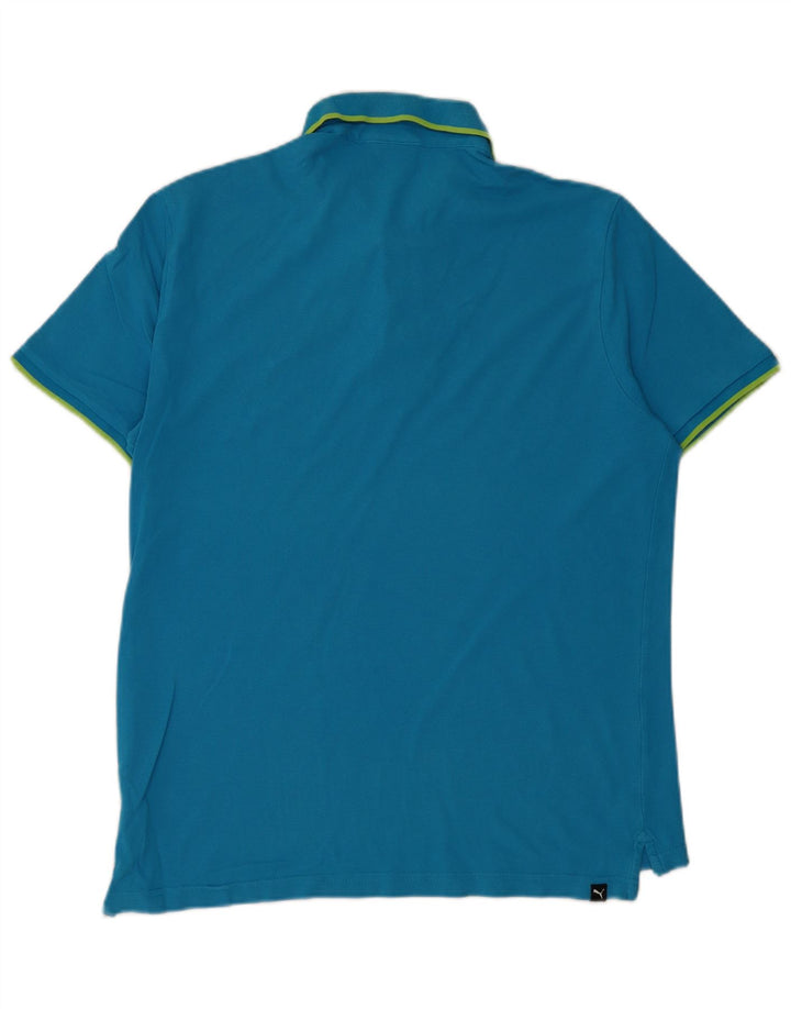 PUMA Mens Polo Shirt Medium Blue Cotton