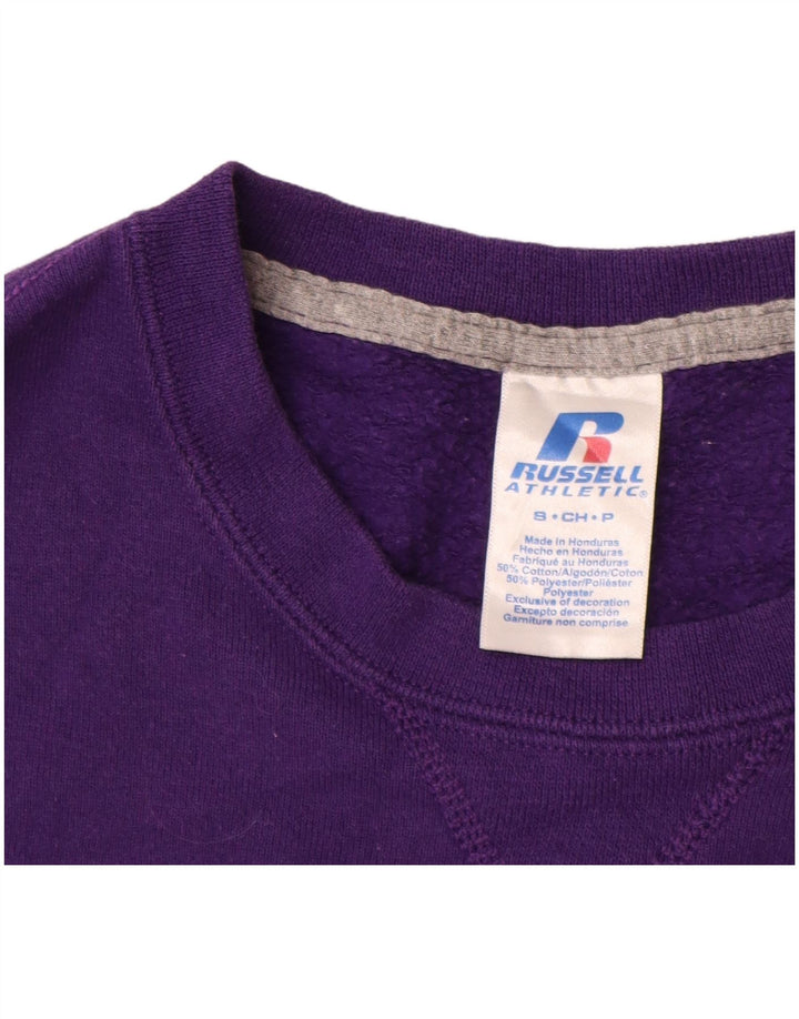 RUSSELL ATHLETIC Mens Denham Softball Sweatshirt Jumper Small Purple