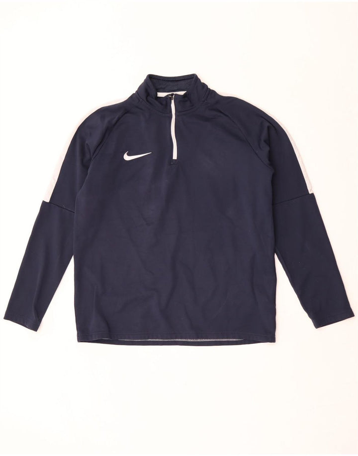 Top della tuta pullover Nike Dri Fit da uomo, color block medio blu navy