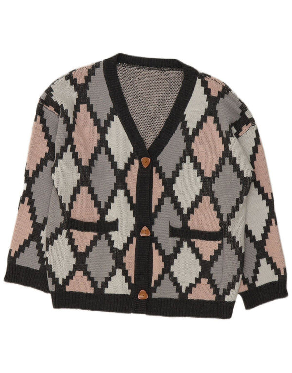 Maglione cardigan da donna Shein UK 18 XL Grigio Argyle/Acrilico diamante