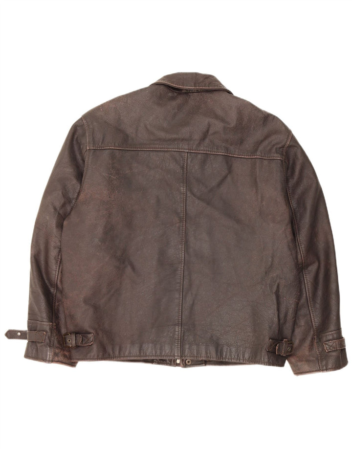 Giacca in pelle vintage da uomo UK 40 grande in pelle marrone