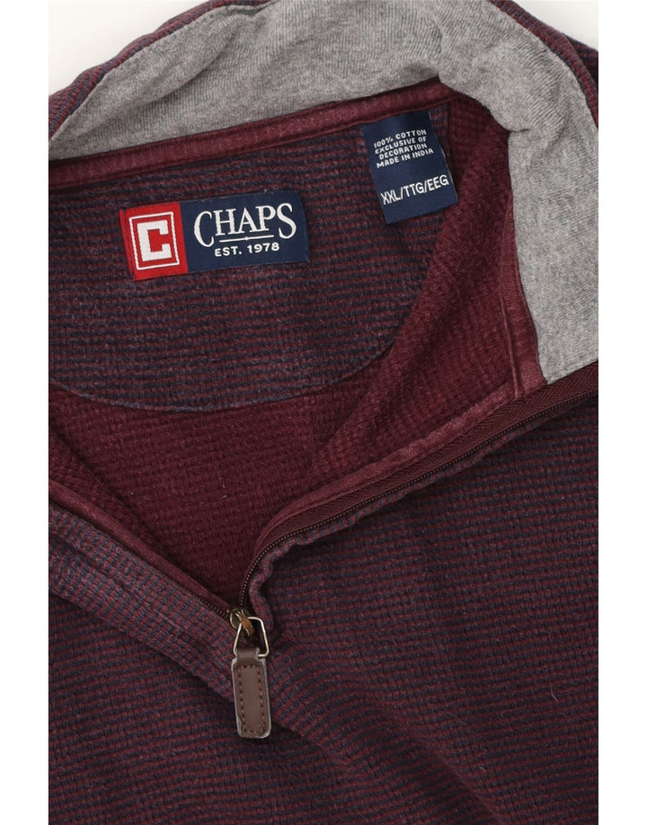Felpa Chaps da uomo con zip e collo, 2XL, cotone bordeaux