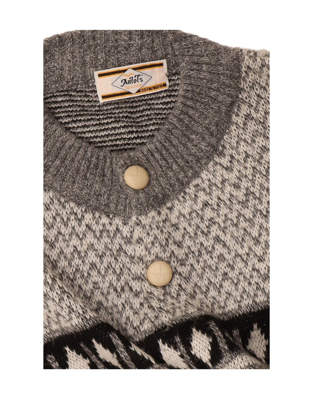 Maglione cardigan da uomo vintage grande grigio a rombi/diamante
