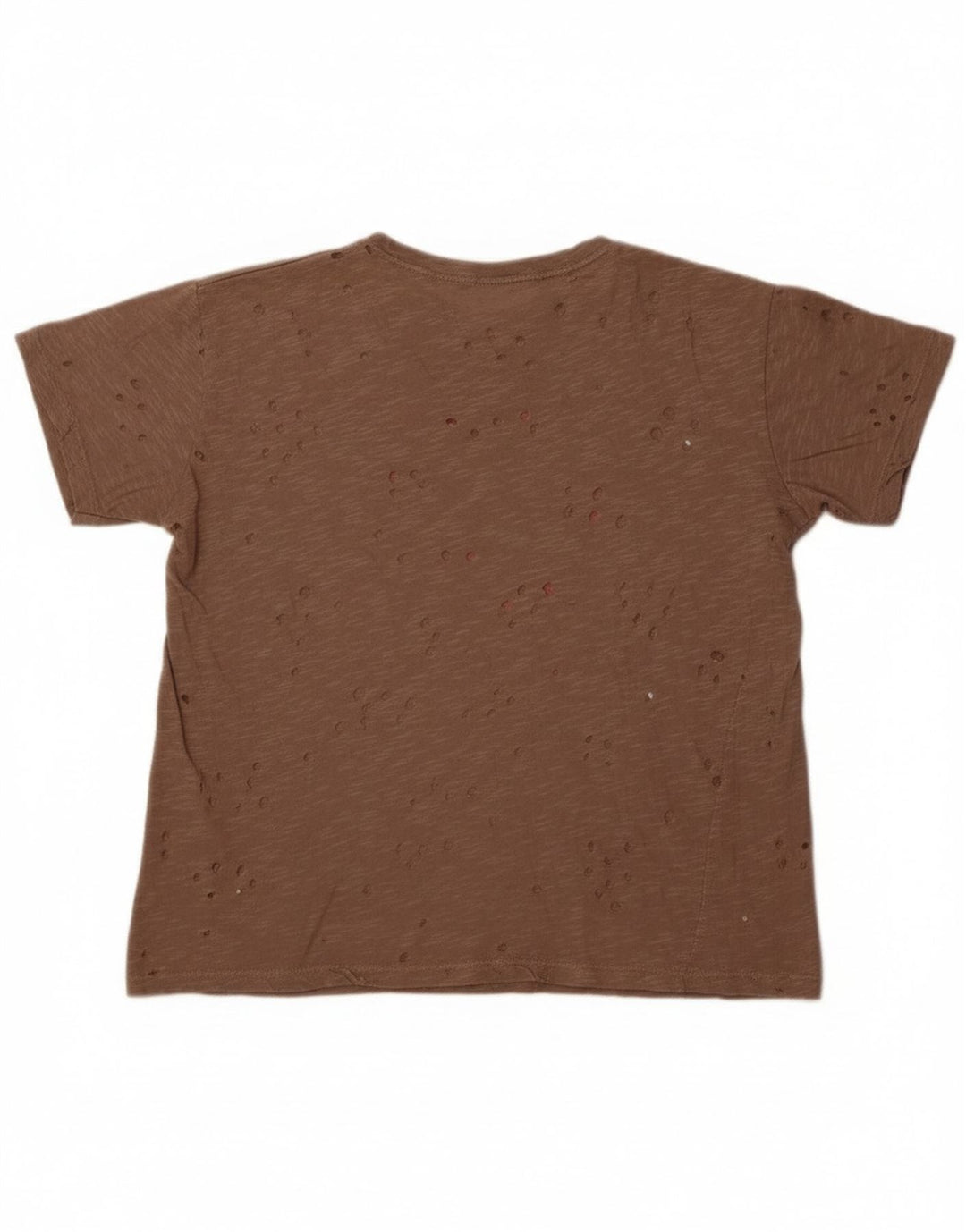 Guess T-shirt grafica traforata da donna Top UK 14 Marrone medio