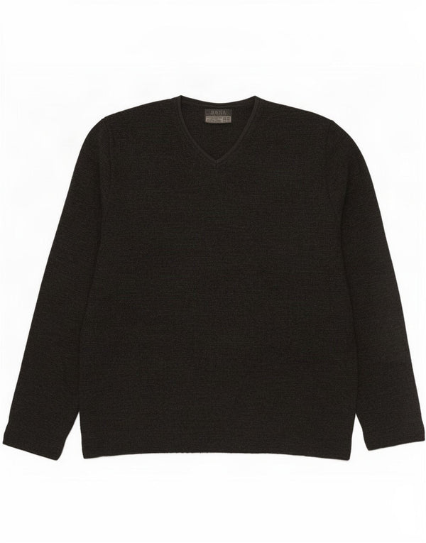 Maglione Zara da uomo con scollo a V XL in acrilico grigio