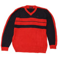 Maglione Kappa da uomo con scollo a V, cotone color block rosso medio
