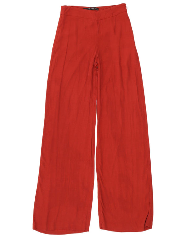 Pantaloni casual a gamba larga da donna Zara XS W24 L34 viscosa rossa