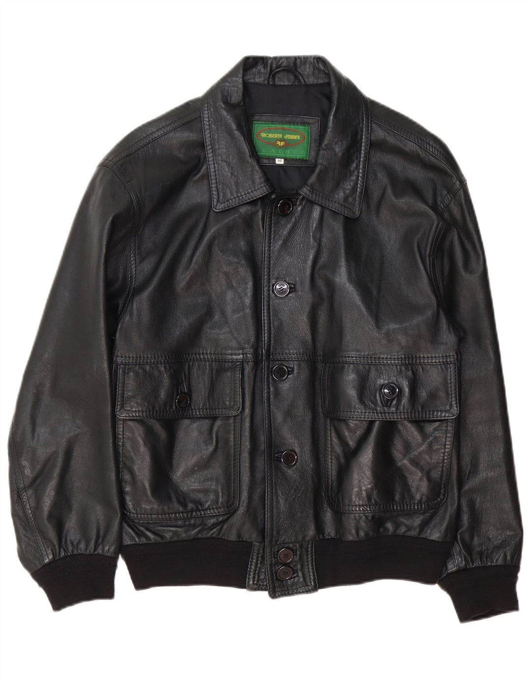 Giacca in Pelle Uomo Roberta Ferrini IT 50 Large Nera