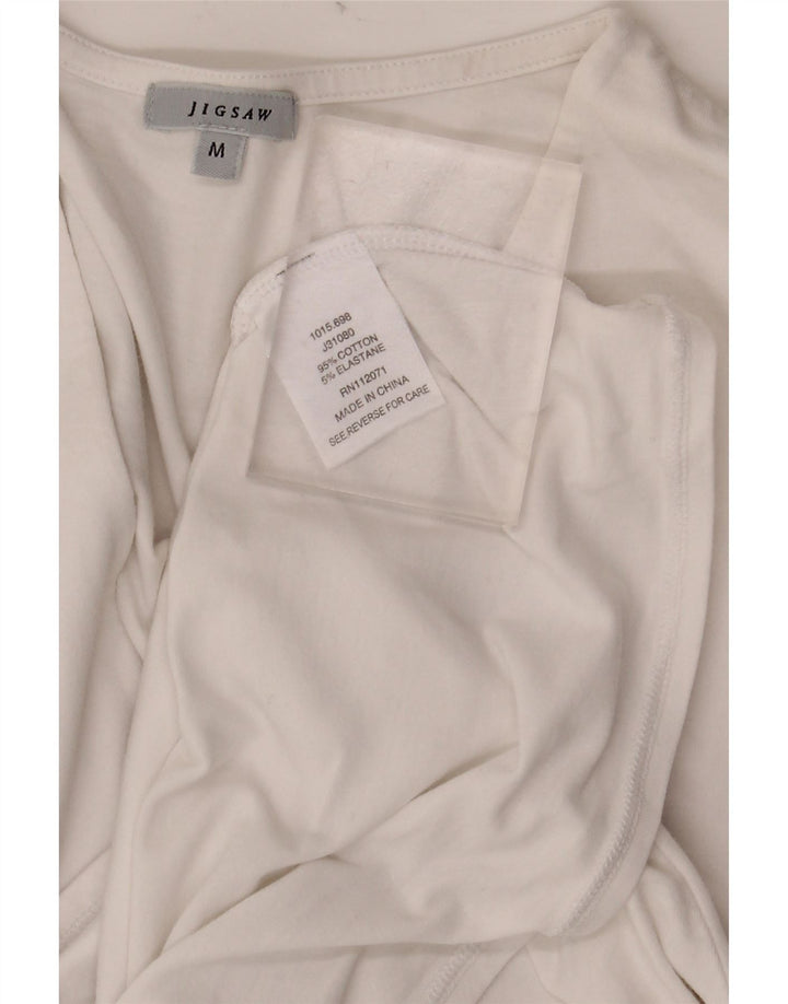 JIGSAW Top da donna a manica lunga UK 12 cotone bianco medio
