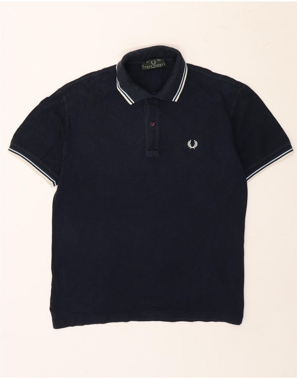 Polo da uomo Fred Perry in cotone a righe medie blu navy