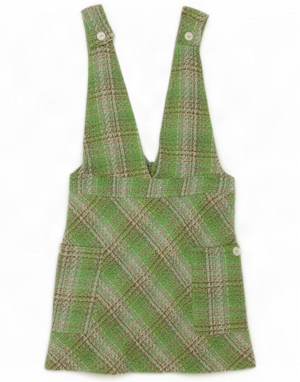 Zara Womens Dungarees Skirt Large W30 Multicoloured Check Polyester