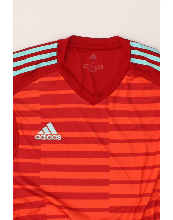 ADIDAS Mens Climalite Top Long Sleeve Small Red Striped Polyester Vintage Adidas and Second-Hand Adidas from Messina Hembry 