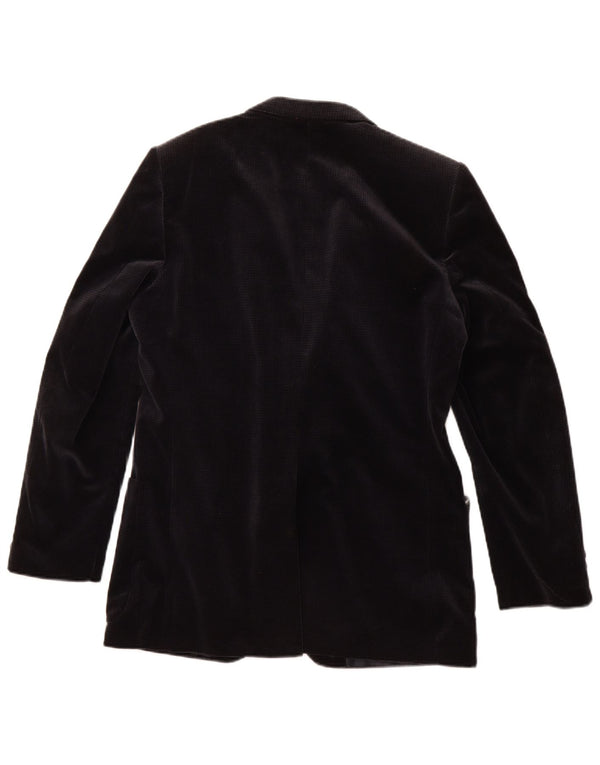 Giacca blazer in velluto vintage da uomo UK 36 piccola in cotone pied de poule blu navy