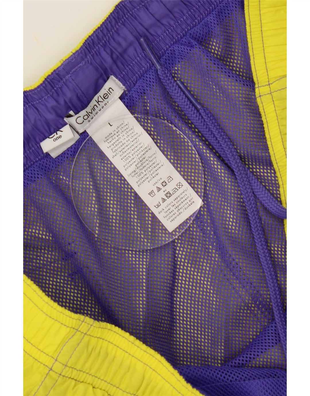 Pantaloncini da bagno grafici da uomo Calvin Klein grandi gialli in poliestere