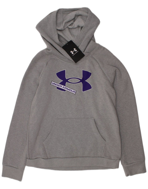 Felpa con cappuccio grafica da bambino Under Armour 9-10 anni in cotone grigio medio