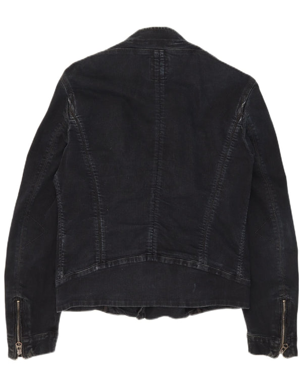 Giacca da motociclista in denim da uomo Guess UK 36 piccola in cotone nero