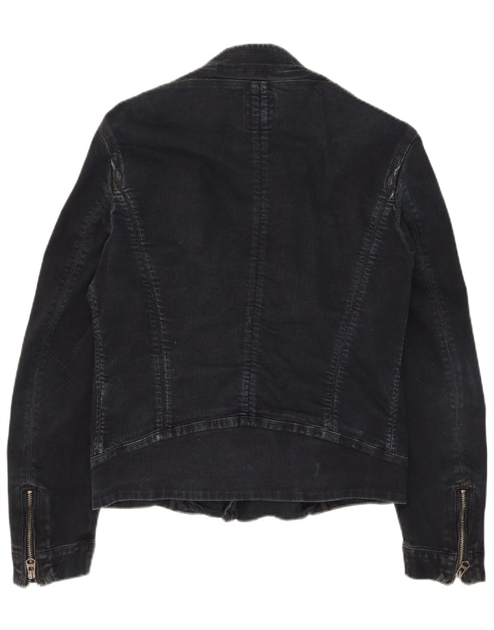Giacca da motociclista in denim da uomo Guess UK 36 piccola in cotone nero