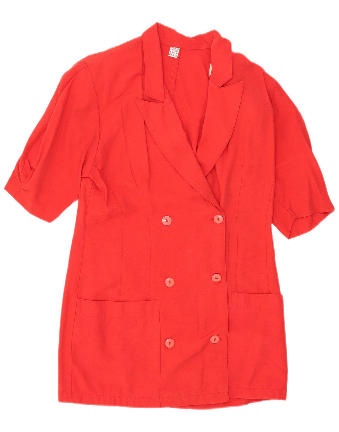 Giacca blazer doppiopetto a maniche corte da donna vintage EU 36 piccola rossa