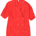 Giacca blazer doppiopetto a maniche corte da donna vintage EU 36 piccola rossa