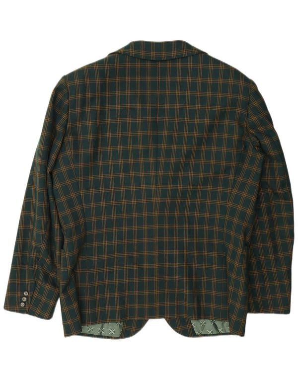 Giacca blazer vintage da uomo a 3 bottoni UK 38 a quadri verde medio