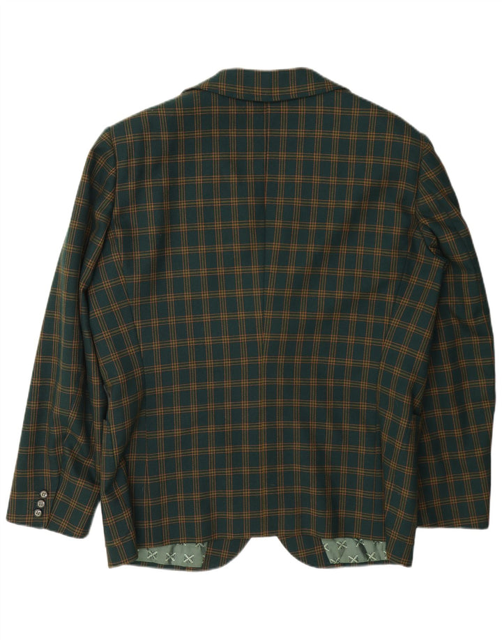 Giacca blazer vintage da uomo a 3 bottoni UK 38 a quadri verde medio
