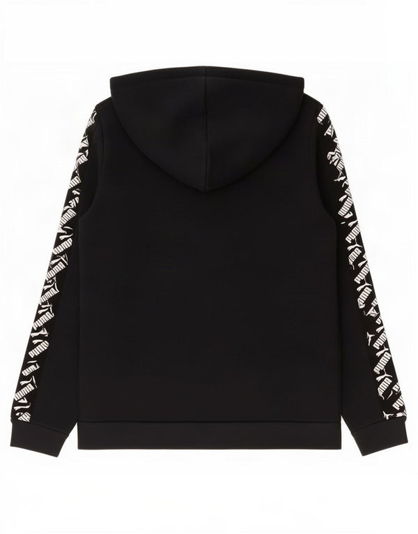 Felpa con cappuccio e zip grafica Puma da bambino 11-12 anni in cotone nero