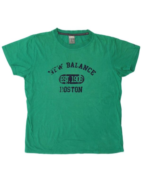 T-shirt grafica da uomo New Balance Top grande in cotone verde
