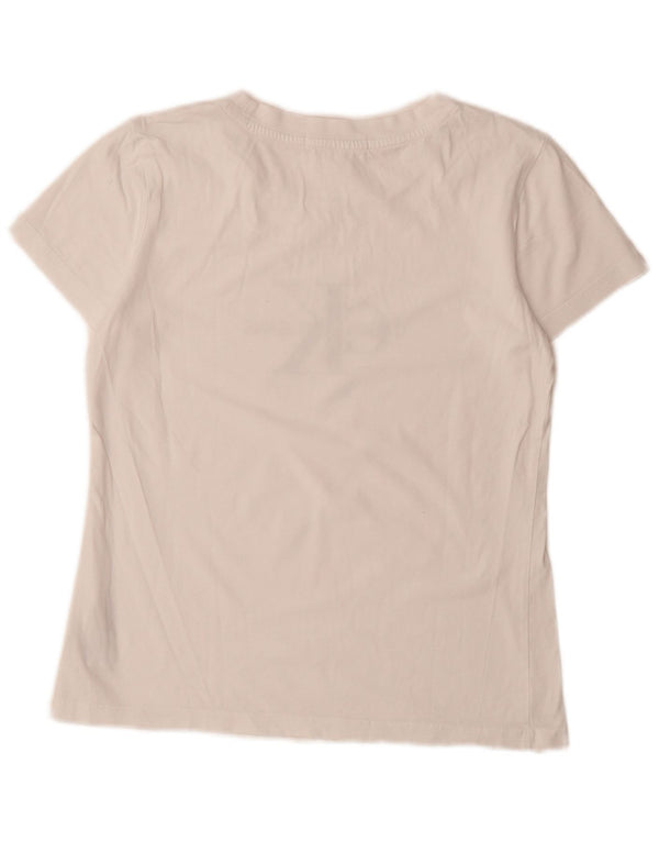 Calvin Klein Jeans T-shirt grafica da donna Top UK 14 Large Cotone bianco