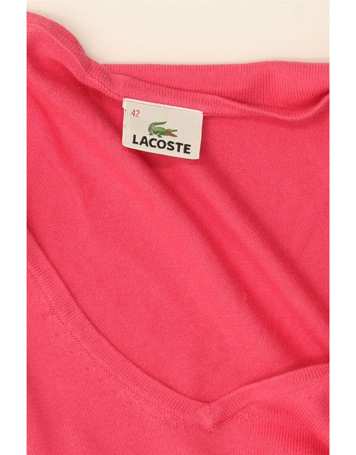 Maglione da donna con scollo a V Lacoste taglia 42 grande in cotone rosa