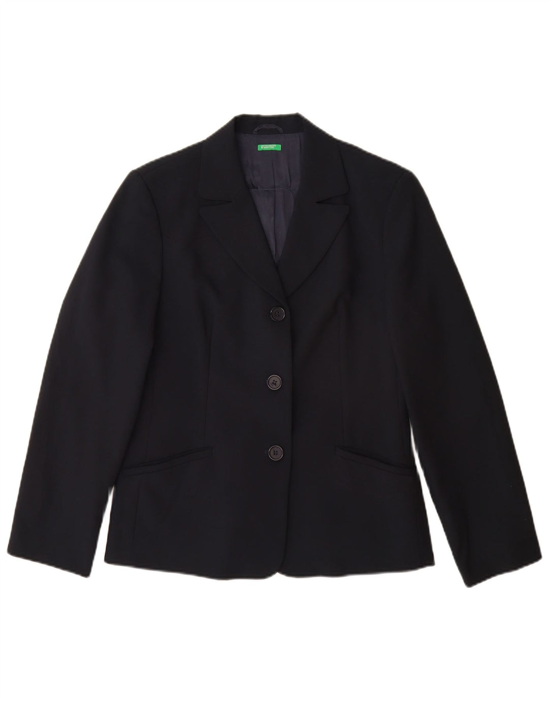 Giacca Blazer a 3 Bottoni da Donna Benetton IT 42 Medio Blu Navy Poliestere