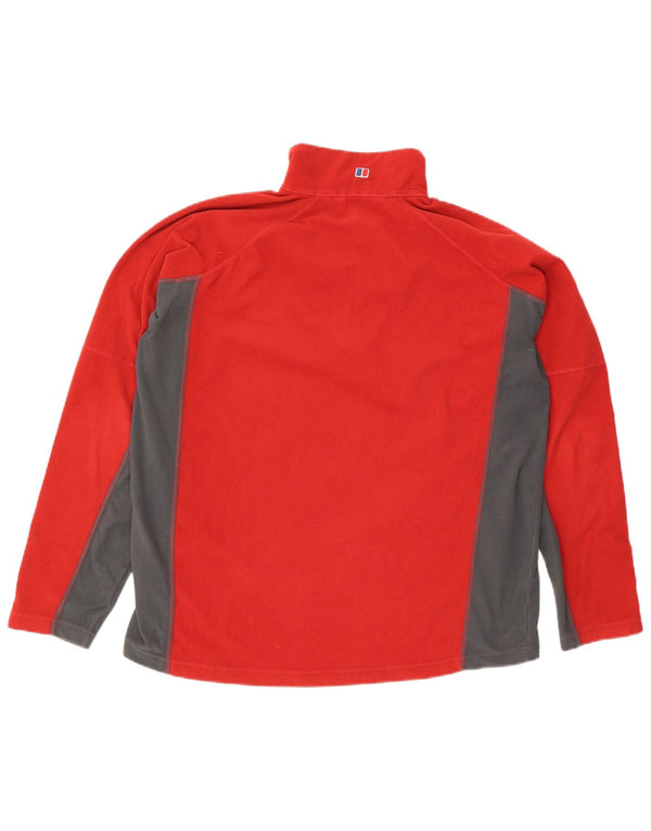 Maglione in pile da uomo Berghaus con zip e collo XL in poliestere color block rosso