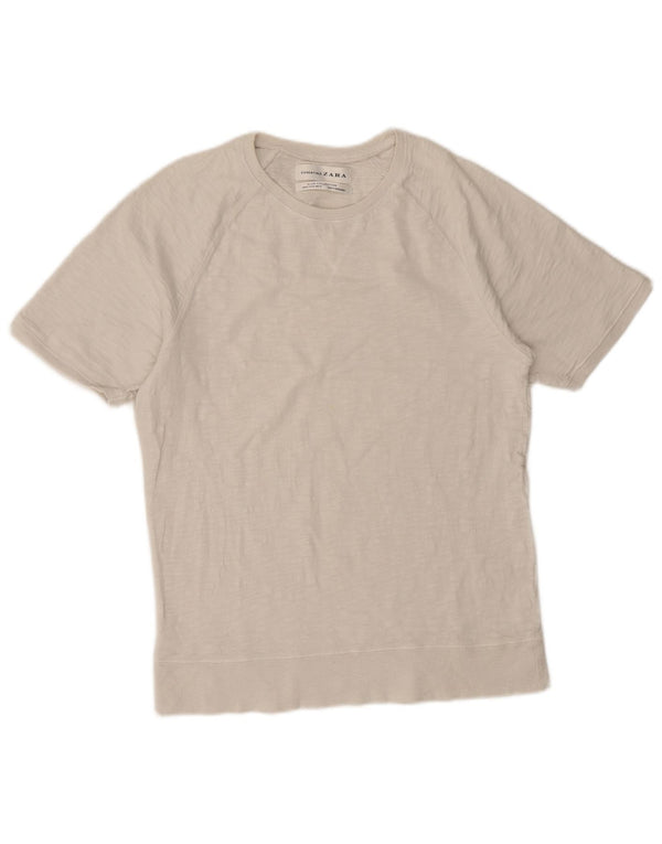 T-shirt Zara da uomo Top medio bianco screziato