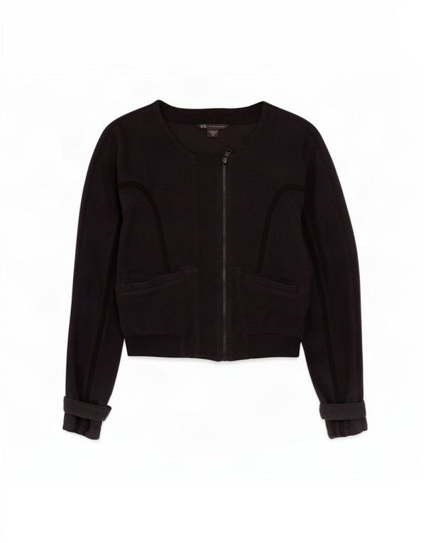 Giacca bomber corta da donna Armani Exchange UK 10 piccola in cotone nero