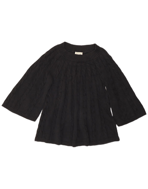 Maglione da donna con scollo a barca con maniche a 3/4 Orvis UK 16 grande cotone nero