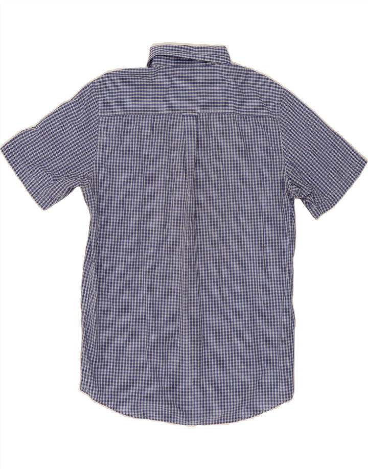 CHAPS Mens Short Sleeve Shirt Medium Blue Check Cotton Vintage Chaps and Second-Hand Chaps from Messina Hembry 