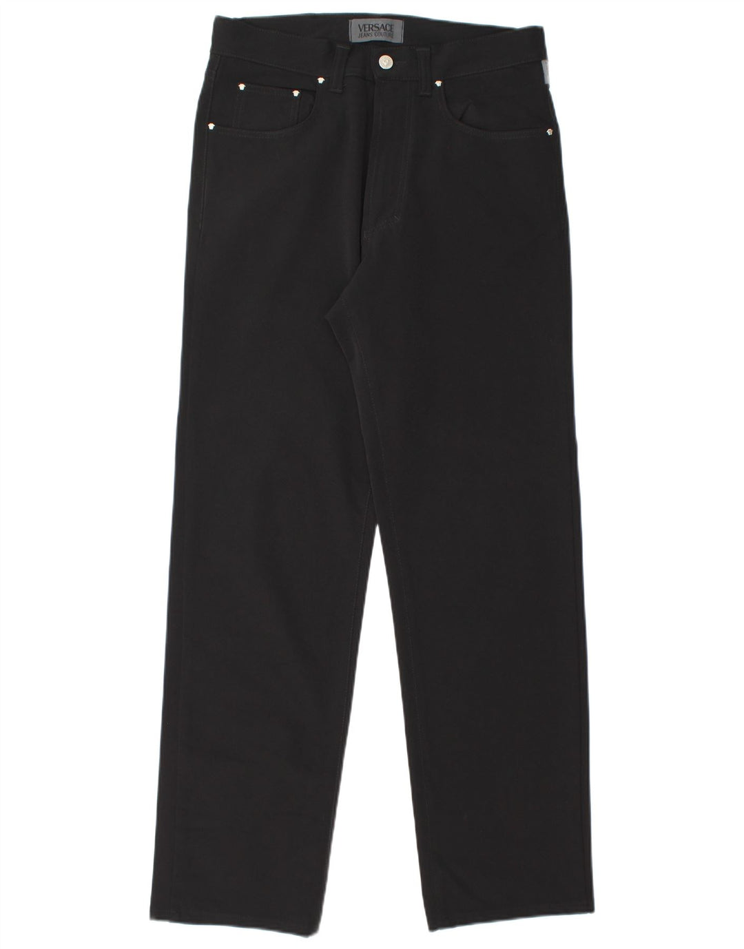 Pantaloni casual dritti da uomo Versace W33 L31 neri in poliammide