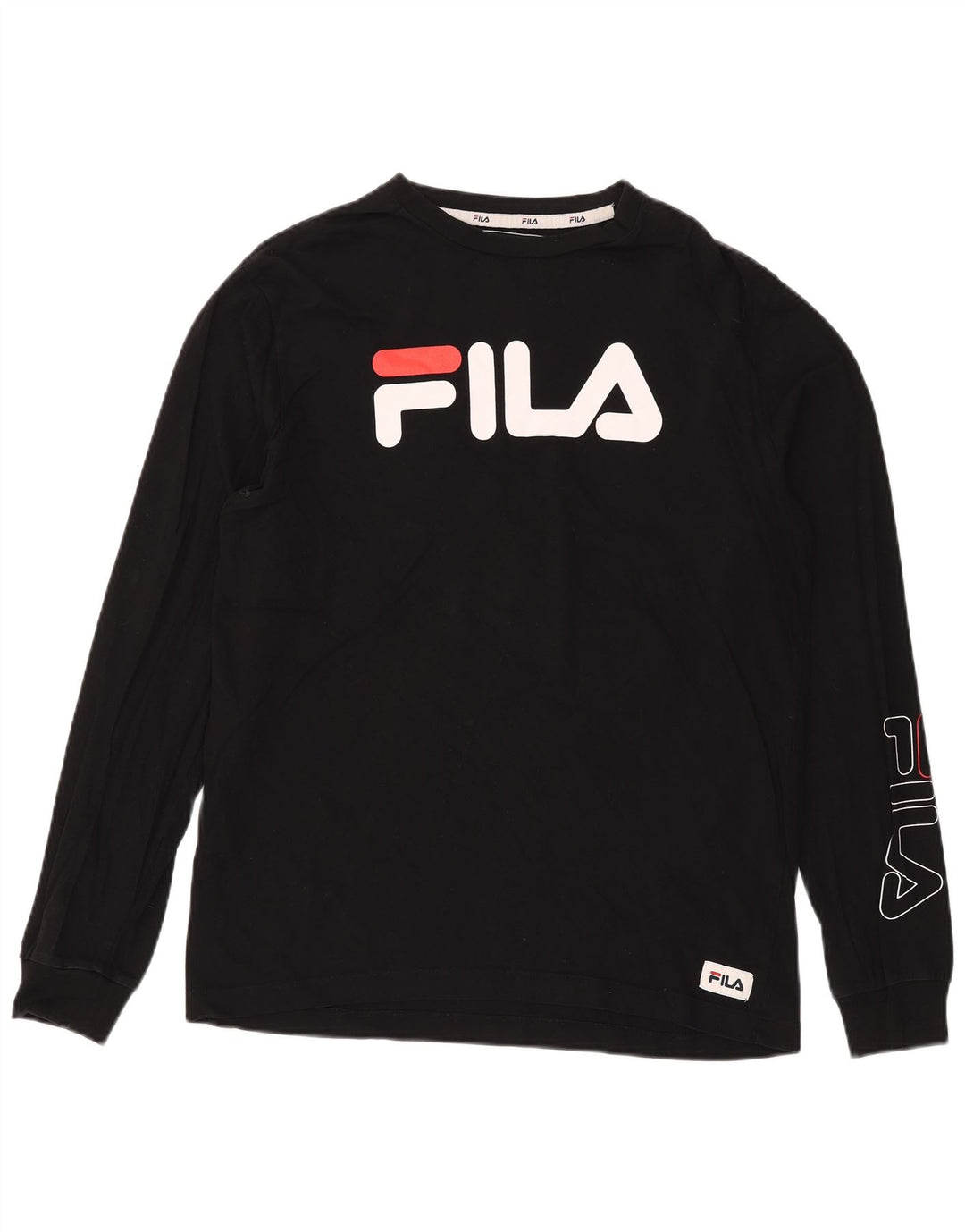Maglietta grafica da uomo Fila a maniche lunghe, colore nero medio