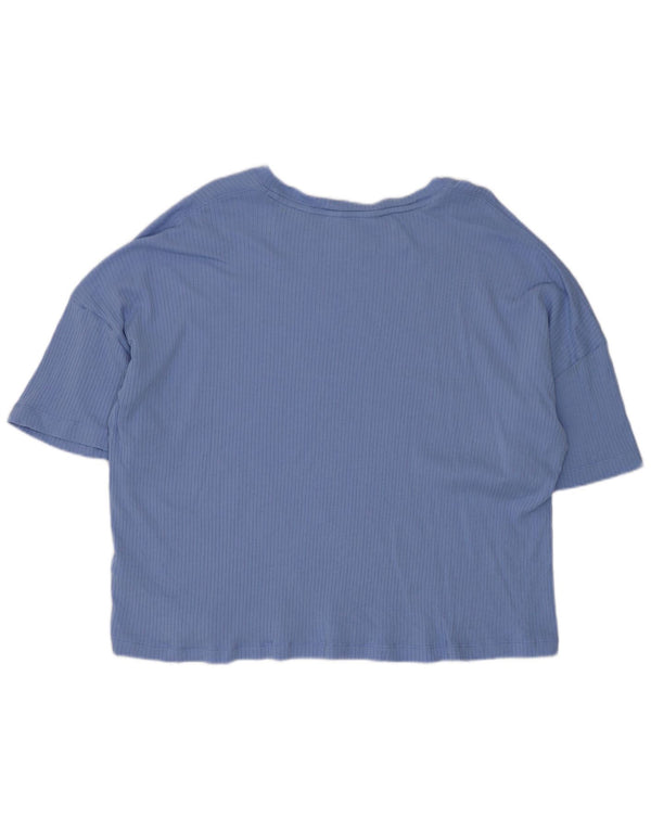 Marks & Spencer T-shirt corta oversize da donna Top UK 18 XL Cotone blu