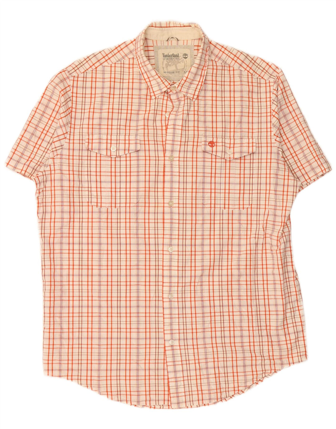 TIMBERLAND Camicia a maniche corte vestibilità regolare da uomo in cotone a quadri bianchi grandi