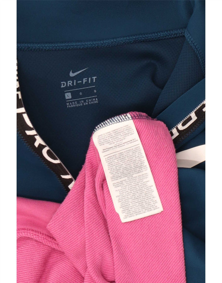 Felpa con grafica Nike da donna, maglione UK 16, grande, blu navy, color block