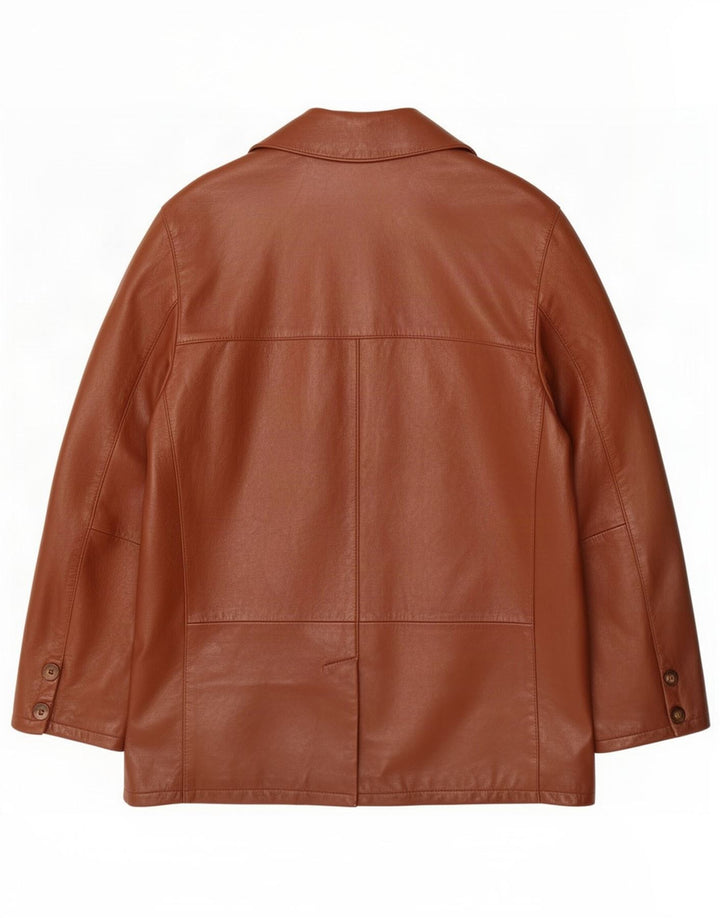 Giacca in pelle vintage da uomo IT 48 Marrone medio