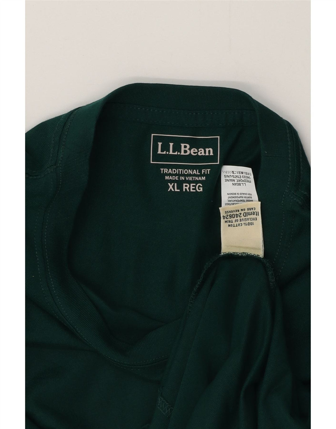 T-shirt da uomo dal taglio tradizionale L.L.BEAN Top XL in cotone verde